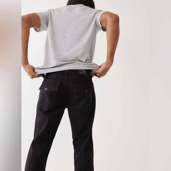 True Religion Other - True Religion Men’s Ricky Black Relaxed Straight Flap Jeans 34